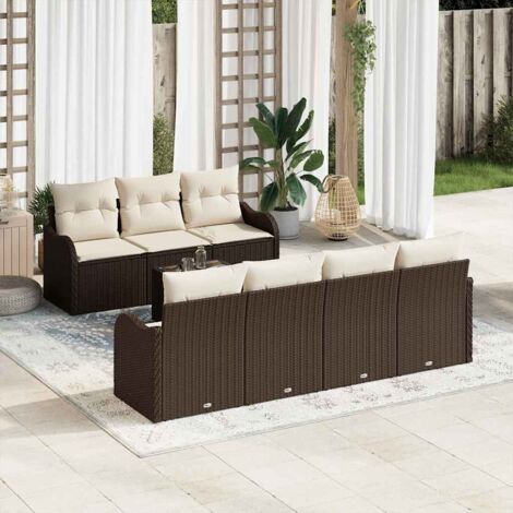 Gartensofa-set Braun 55 x 55 x 37 cm Poly-Rattan vidaXL