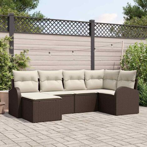 Gartensofa-set Braun Poly-Rattan vidaXL