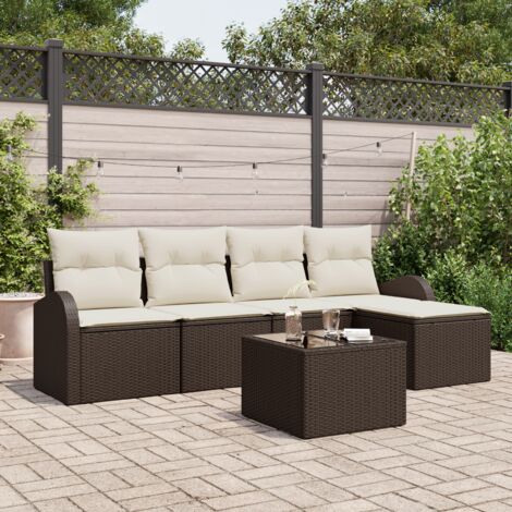 Gartensofa-set Braun Poly-Rattan vidaXL