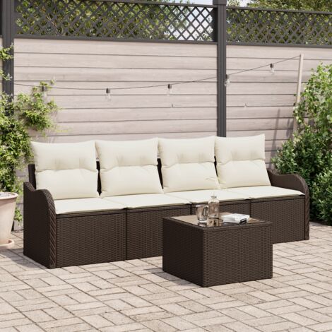 Gartensofa-set Braun Poly-Rattan vidaXL