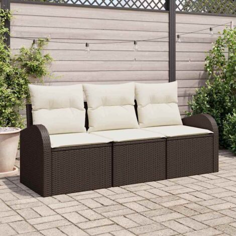 Gartensofa-set Braun Poly-Rattan vidaXL