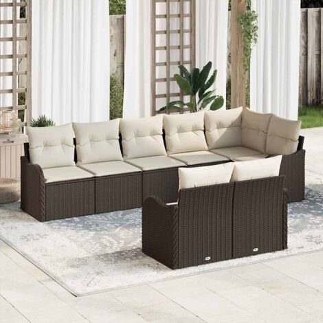 Gartensofa-set Braun Poly-Rattan vidaXL