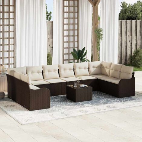 Gartensofa-set Braun Poly-Rattan vidaXL