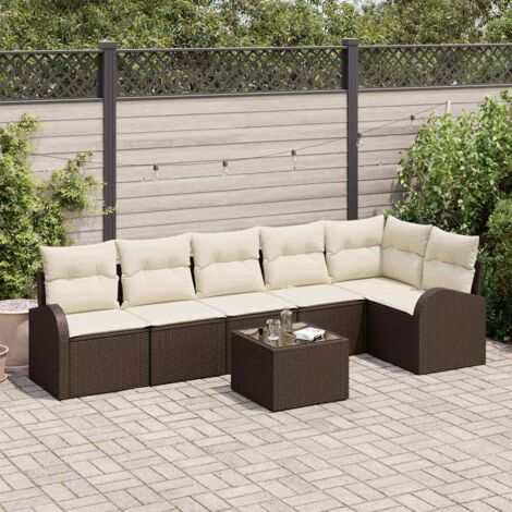 Gartensofa-set Braun Poly-Rattan vidaXL