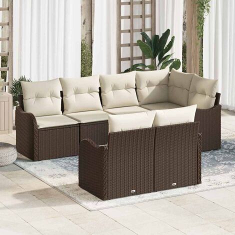 Gartensofa-set Braun Poly-Rattan vidaXL
