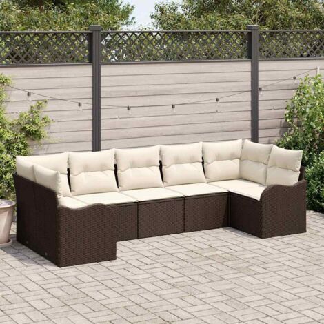 Gartensofa-set Braun Poly-Rattan vidaXL