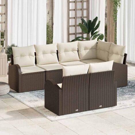 Gartensofa-set Braun Poly-Rattan vidaXL