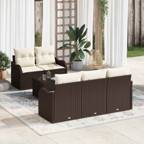 Gartensofa-set Braun Poly-Rattan vidaXL