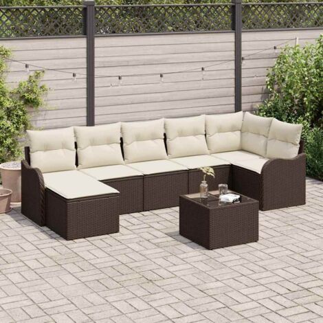 Gartensofa-set Braun Poly-Rattan vidaXL