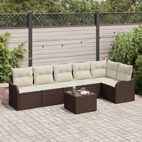 Gartensofa-set Braun Poly-Rattan vidaXL