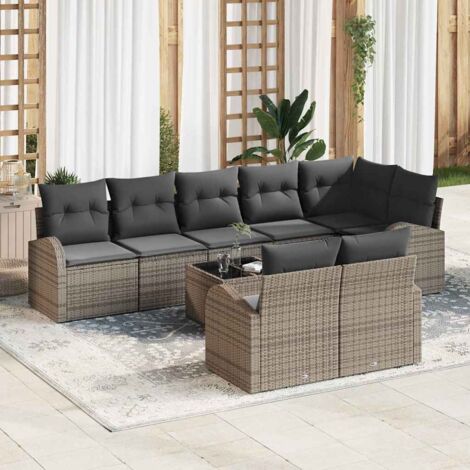 Gartensofa-set Grau 55 x 55 x 37 cm Poly-Rattan vidaXL