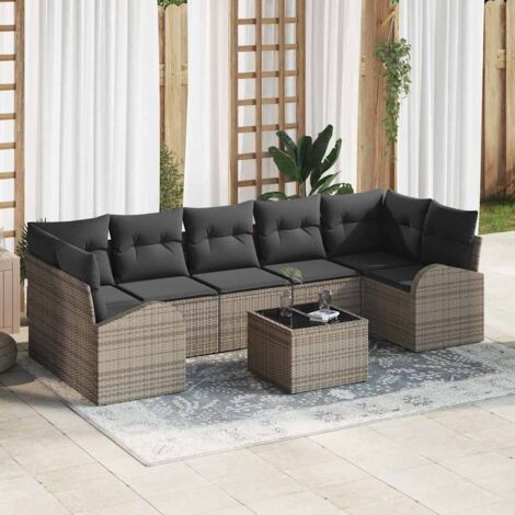 Gartensofa-set Grau 55 x 55 x 37 cm Poly-Rattan vidaXL