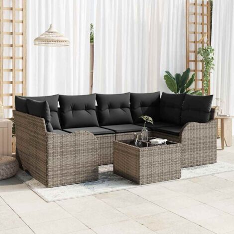Gartensofa-set Grau 55 x 55 x 37 cm Poly-Rattan vidaXL