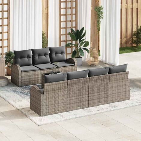 Gartensofa-set Grau 55 x 55 x 37 cm Poly-Rattan vidaXL