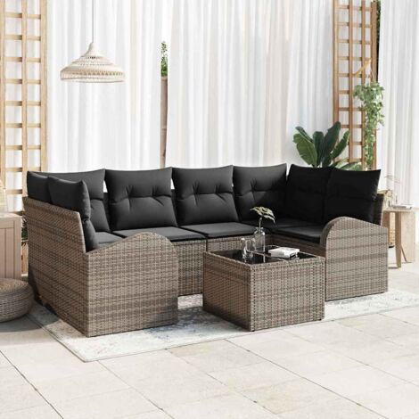 Gartensofa-set Grau 55 x 55 x 37 cm Poly-Rattan vidaXL