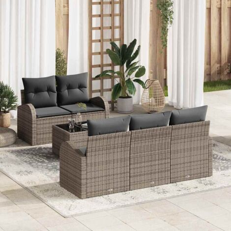 Gartensofa-set Grau 55 x 55 x 37 cm Poly-Rattan vidaXL