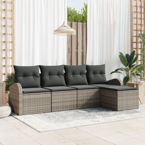 Gartensofa-set Grau Poly-Rattan vidaXL