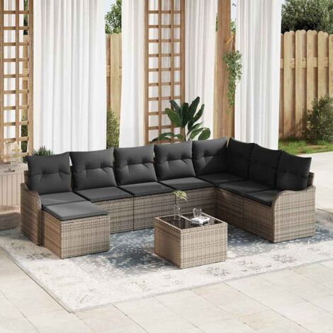 Gartensofa-set Grau Poly-Rattan vidaXL