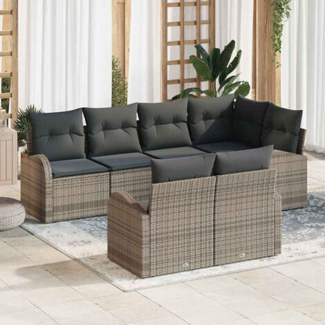 Gartensofa-set Grau Poly-Rattan vidaXL
