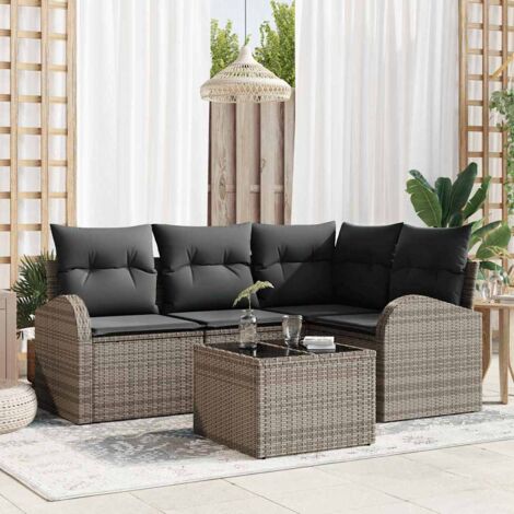 Gartensofa-set Grau Poly-Rattan vidaXL
