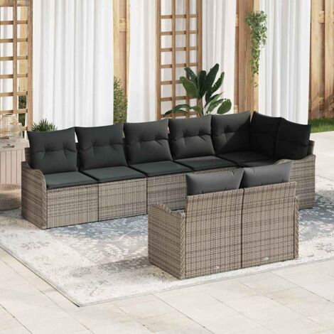 Gartensofa-set Grau Poly-Rattan vidaXL