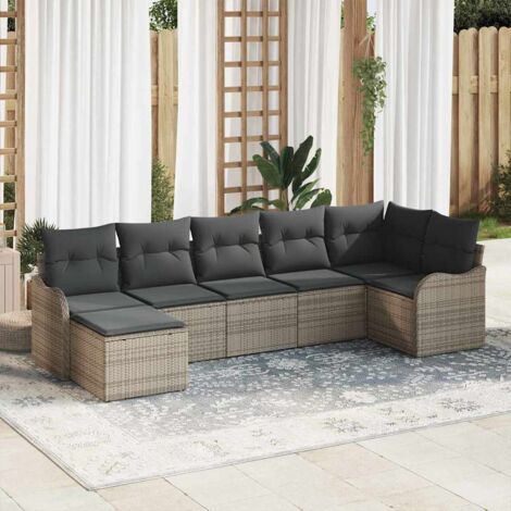 Gartensofa-set Grau Poly-Rattan vidaXL