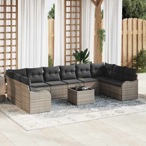 Gartensofa-set Grau Poly-Rattan vidaXL