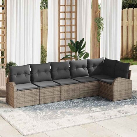 Gartensofa-set Grau Poly-Rattan vidaXL