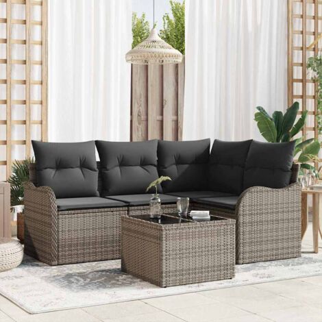 Gartensofa-set Grau Poly-Rattan vidaXL
