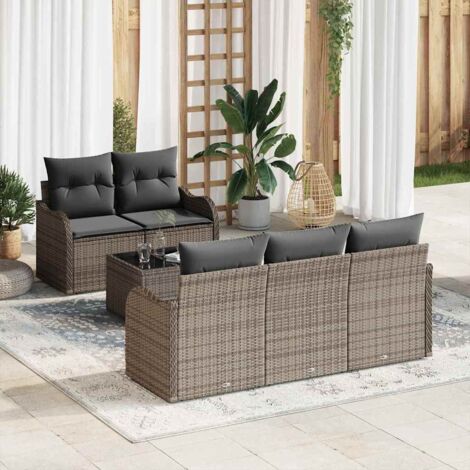Gartensofa-set Grau Poly-Rattan vidaXL