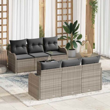 Gartensofa-set Hellgrau 55 x 55 x 37 cm Poly-Rattan vidaXL