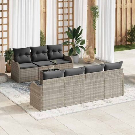 Gartensofa-set Hellgrau 55 x 55 x 37 cm Poly-Rattan vidaXL