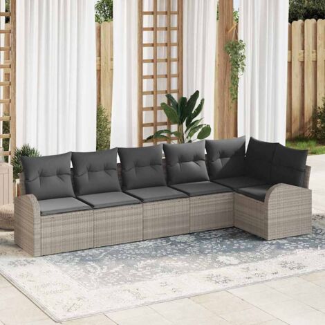 Gartensofa-set Hellgrau Poly-Rattan vidaXL