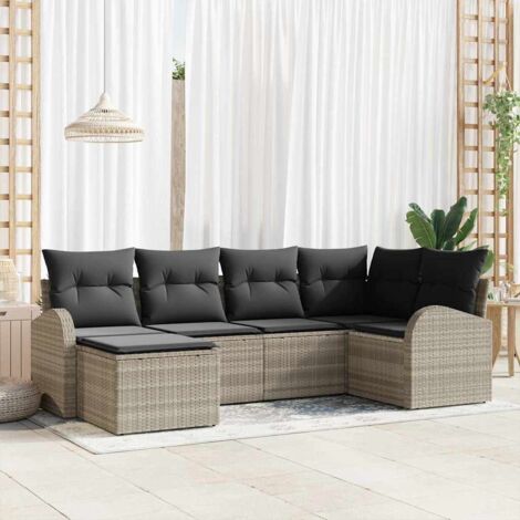 Gartensofa-set Hellgrau Poly-Rattan vidaXL