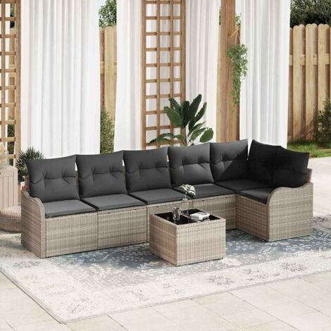 Gartensofa-set Hellgrau Poly-Rattan vidaXL
