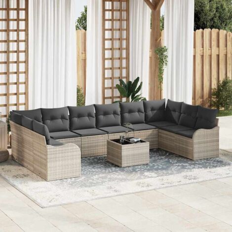 Gartensofa-set Hellgrau Poly-Rattan vidaXL