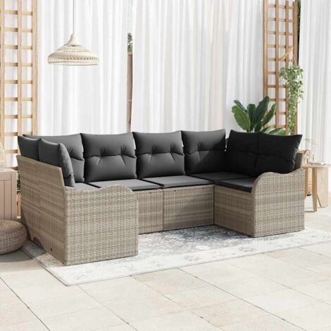 Gartensofa-set Hellgrau Poly-Rattan vidaXL