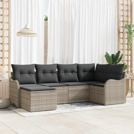Gartensofa-set Hellgrau Poly-Rattan vidaXL