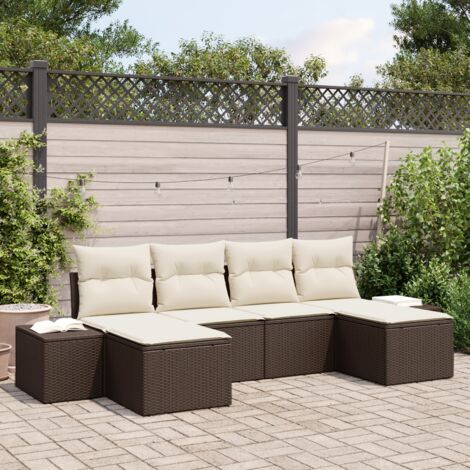Gartensofa-set mit Kissen 6 pcs Braun Poly-Rattan vidaXL