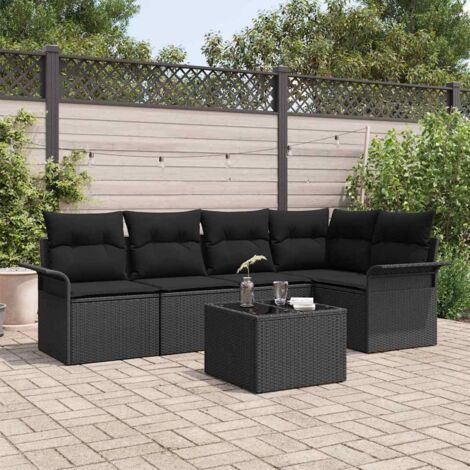 Gartensofa-set mit Kissen 6 pcs Poly-Rattan vidaXL
