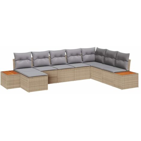 Gartensofa-set mit Kissen 8 pcs Beige Poly-Rattan vidaXL
