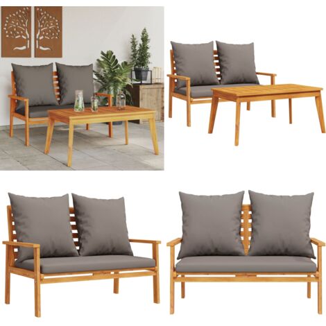 Gartensofa-Set mit Kissen Massivholz Akazie - Gartensofa - Outdoor-Lounge - Gartenmöbel - Esszimmergarnitur - Akzidenzholzmöbel - Home & Living
