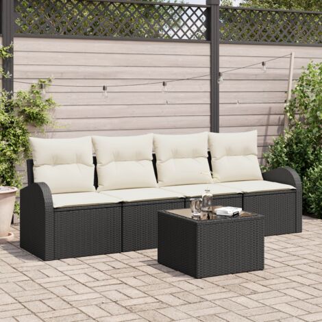 Gartensofa-set Schwarz 55 x 55 x 37 cm Poly-Rattan vidaXL