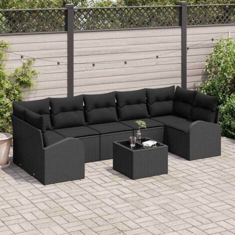 Gartensofa-set Schwarz 55 x 55 x 37 cm Poly-Rattan vidaXL