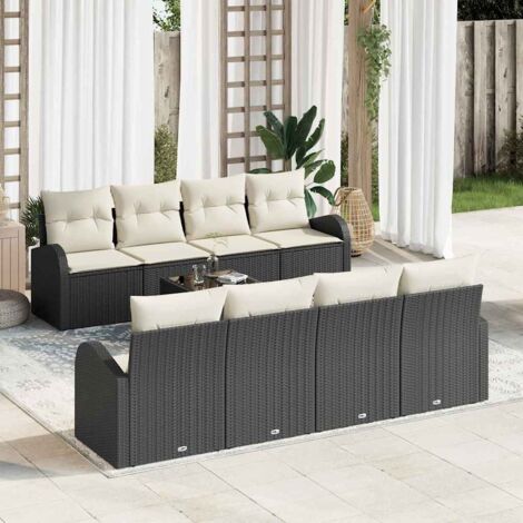 Gartensofa-set Schwarz 55 x 55 x 37 cm Poly-Rattan vidaXL