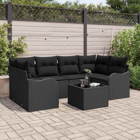 Gartensofa-set Schwarz 55 x 55 x 37 cm Poly-Rattan vidaXL