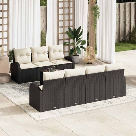 Gartensofa-set Schwarz 55 x 55 x 37 cm Poly-Rattan vidaXL