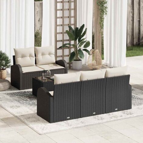 Gartensofa-set Schwarz 55 x 55 x 37 cm Poly-Rattan vidaXL