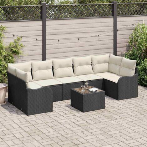 Gartensofa-set Schwarz 55 x 55 x 37 cm Poly-Rattan vidaXL