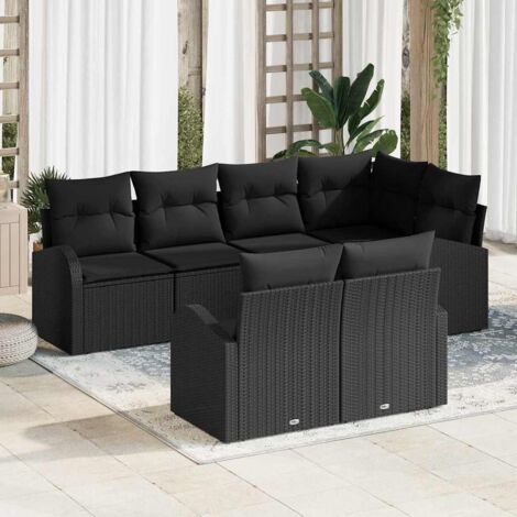 Gartensofa-set Schwarz Poly-Rattan vidaXL